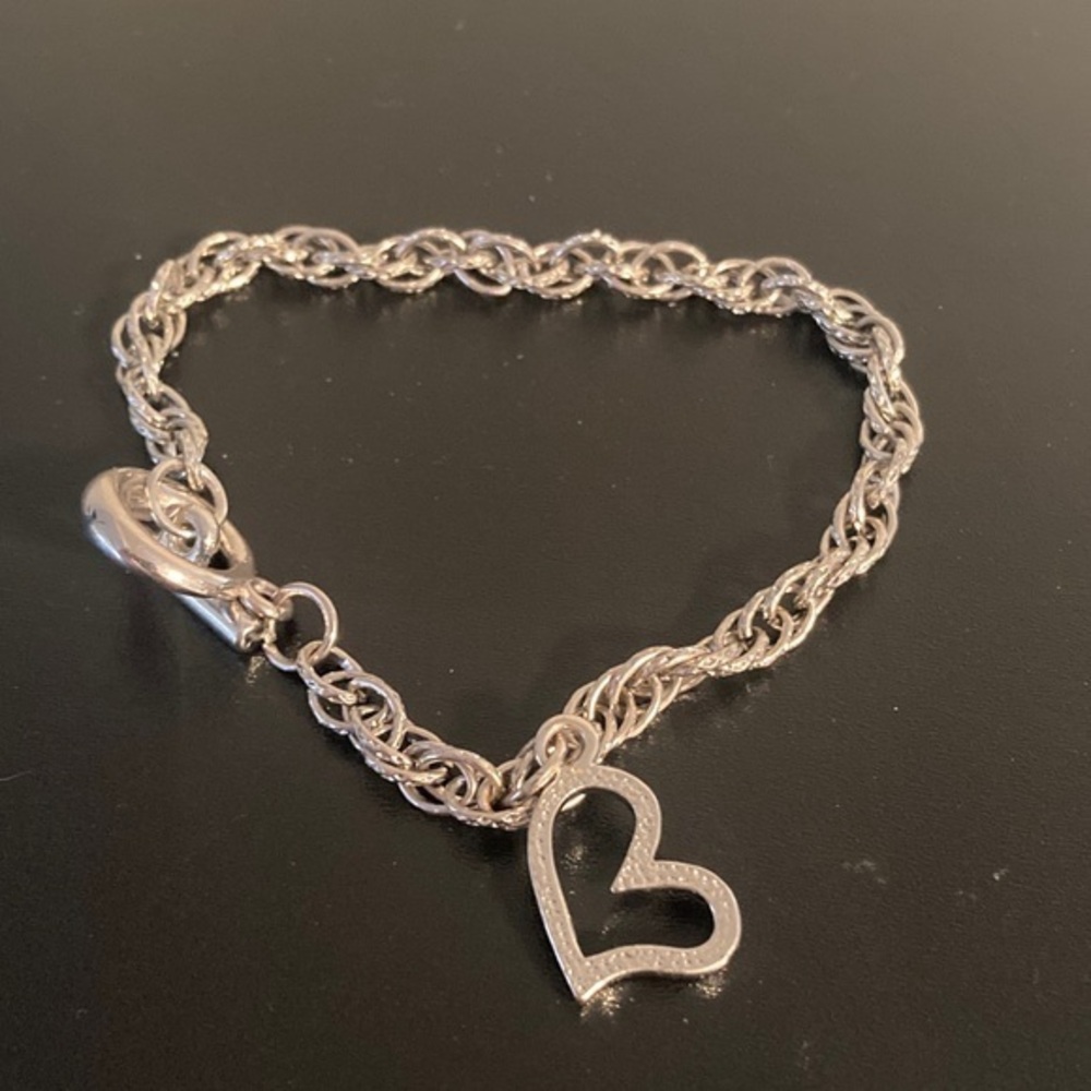 Elegant Silver Heart Charm Bracelet